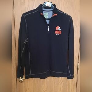 Tommy Bahama Cleveland Browns Mens Black 1/4 Zip Pullover Shirt Size 2XL